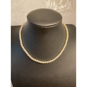 Vintage Faux Pearl Choker Necklace With Gold Spring Ring Clasp